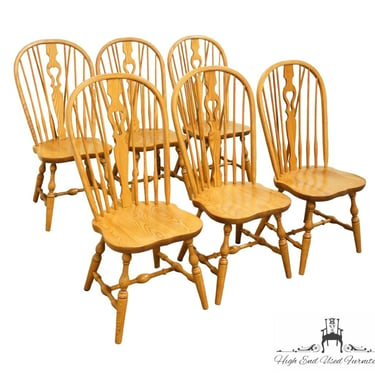 Set of 6 S. Bent Bros. Solid Oak Country French Windsor Dining Chairs 676 923 793 