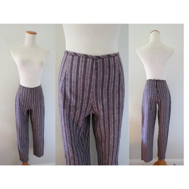 Vintage 90s High Waisted Striped Pants by Contempo Casuals 1990s Stripe Trousers Size XS 