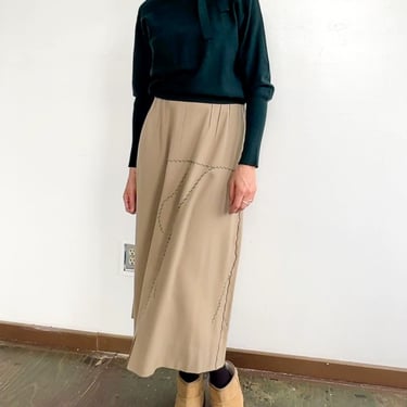 Vintage Sand Embroidered Gabardine Skirt (M)