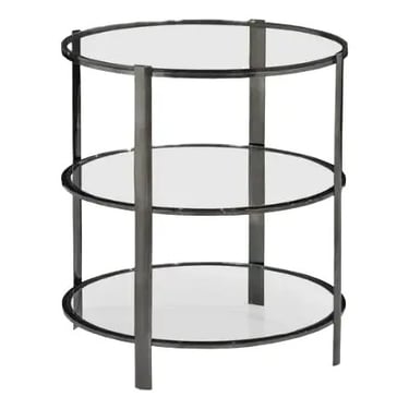 Jonathan Charles Modern Black Nickel and Glass 3-Tier Gatsby End Table