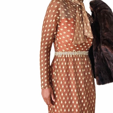 Vintage Victor Costa Copper Lace Overlay Gown