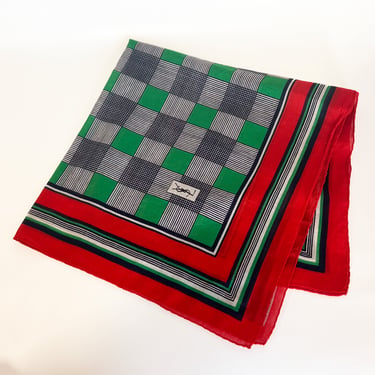 YSL Green and Navy Checkered Scarf