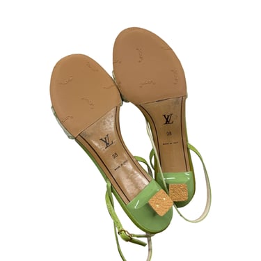 Louis Vuitton Green Tie Up Kitten Heels