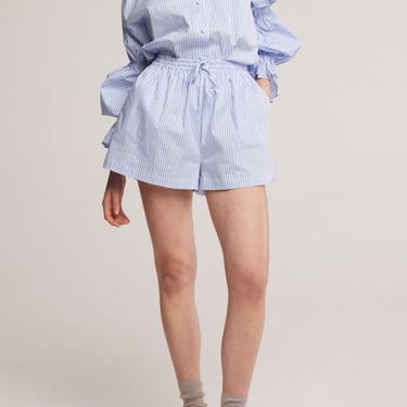 baaby Drawstring Poplin Shorts - Blue Pinstripe