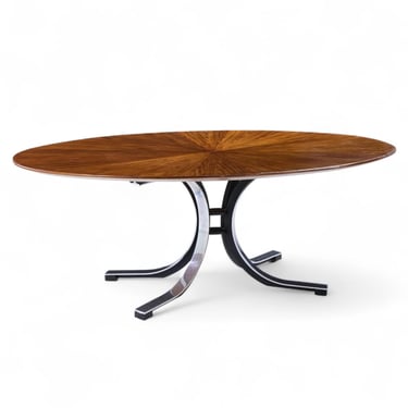 Osvaldo Borsani for Stow & Davis Mid Century Starburst Walnut and Steel Oval Dining Table - mcm 