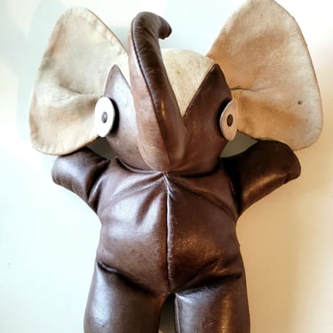Rare Leather Elephant by Mundi Brazil Vintage doll stuffed teddy genuine cute 