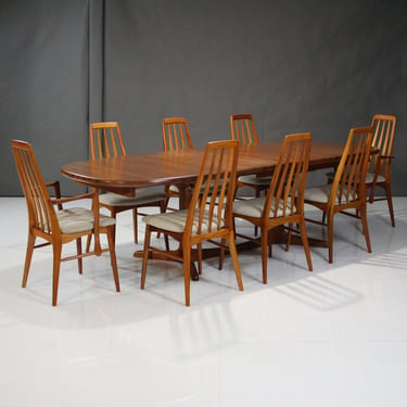 Mid Century Danish Teak Dining Set 8 Chairs Table 2 Leaves 