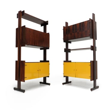 Brazil Rosewood Room Divider Bookcase or Wall Unit in Yellow