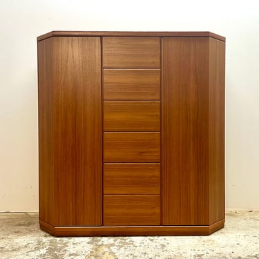 Vintage 1970s Mid Century Danish Modern Teak Tall Dresser or Cabinet 2 of 2 