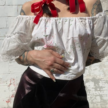 Handmade Embroidered Flutter Sleeve (White) FIRM