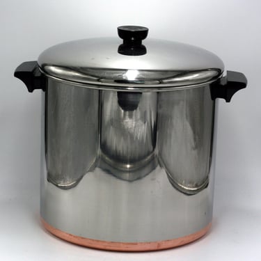 vintage revere ware 12 quart stock pot/copper bottom/made in clinton illinois 