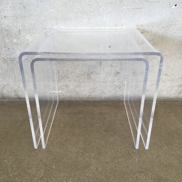 Vintage Two Piece Clear Acrylic Nesting Tables