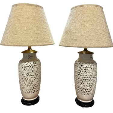 1960s Pair of Blanc De Chine Articulated table lamps