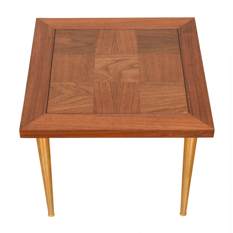 Walnut Marquetry Top Accent | End Table 18&#8243; Square
