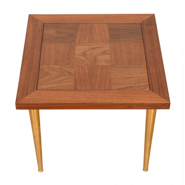 Walnut Marquetry Top Accent | End Table 18″ Square