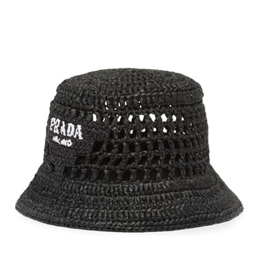 Prada Women Woven Fabric Bucket Hat