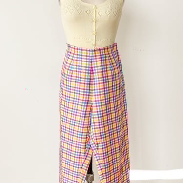 Y2K Colorful Plaid Silk Capris, sz. S