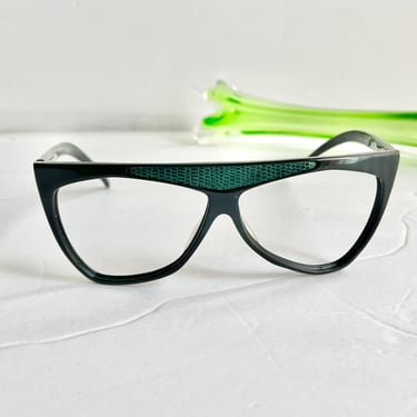 New Wave Glasses FRAMES, Faux Reptile, Lucite, Italy, Laura Biagiotti, Vintage 80s 