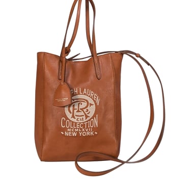 Ralph Lauren - Tan Leather Crossbody Bag w/ Cream Embroidery