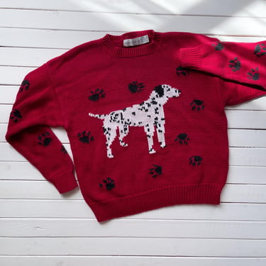 red dog sweater 90s vintage Robert Scott Dalmatian sweater 