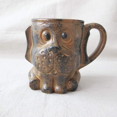 Vintage 60s Hound Dog Mug - 1960s Brown Novelty Sad Puppy Coffee Mug - Gift For Dog Lover Friend 