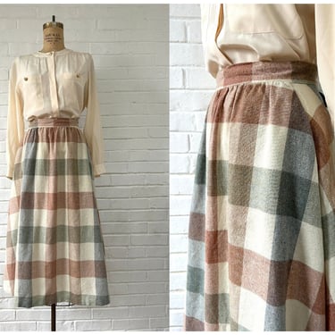 Vintage Size 6 Natural Plaid Winter Skirt 