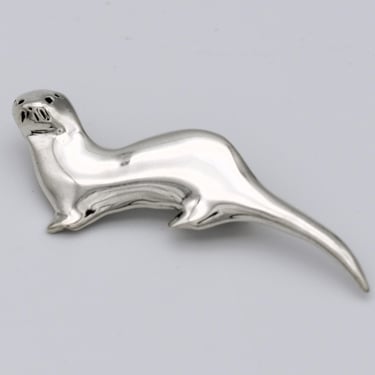 Vintage R Nichols sterling otter brooch, whimsical Roger Nichols Studios 925 silver animal pin 