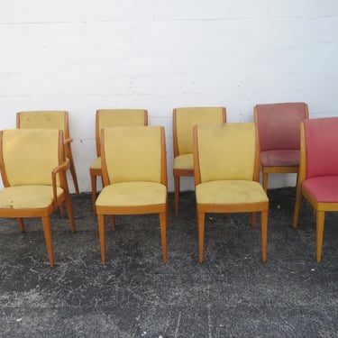 Heywood Wakefield Mid Century Modern Dining Chairs Set of Eight 4052