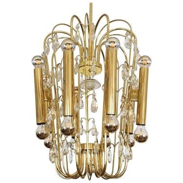 Austrian Brass and Cut Crystal Chandelier 