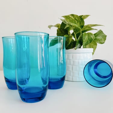 Set of 4 Brilliant Blue Juice Glasses