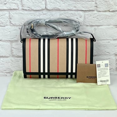 BURBERRY Hannah Icon Stripe Shoulder Bag In Archive Beige