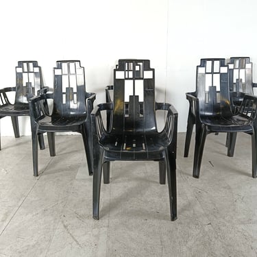 Boston Chairs by Pierre Paulin for Henry Massonnet, 1988, Set of 6 - vintage garden chairs - plastic  dining chairs 