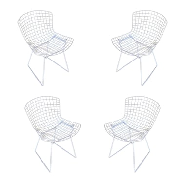 White Wire Side Chair by Harry Bertoia for Knoll, 1952 Set of 4 