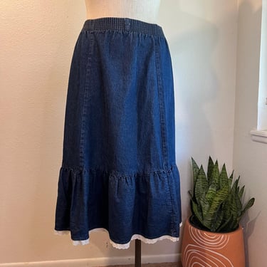 Vintage 90s Kayo of California 100% Cotton USA Made Denim Skirt Size Large 