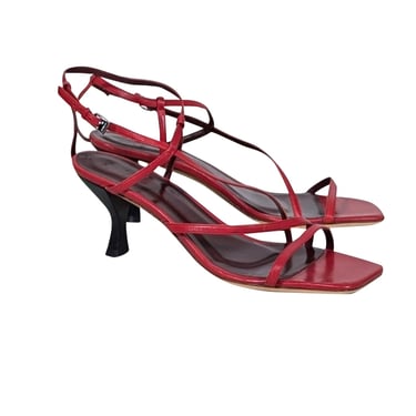 Staud - Red Square Toe Strappy Kitten Heel Sz 12