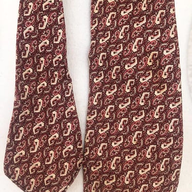 1920's Brown Antique Brocade Mens Necktie Suit Tie, Art Deco Flapper Era by Hollyvogue, 1930's, 20's Vintage Tie Print 