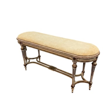Louis XVI Carved Painted Bench