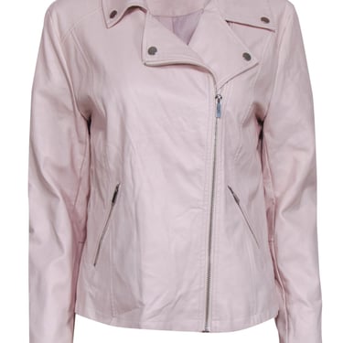 Saks Fifth Avenue - Blush Pink Vegan Leather Moto Jacket Sz M