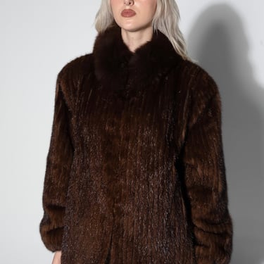 Brown Mink & Fox Fur Coat