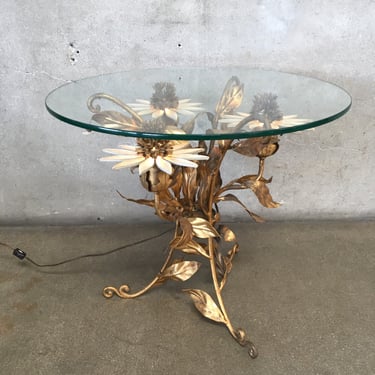 Vintage Lighted Glass Top Table