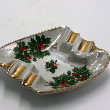 vintage porcelain Christmas ashtray 