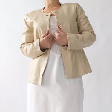 Vintage Buttercream Italian Leather Jacket