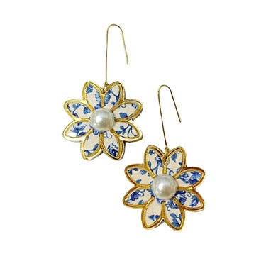 Sample Sale Blue Floral Daisy Hook Earrings