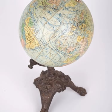 1880 Lebegue French antique terrestrial globe 8 inches Unusual size