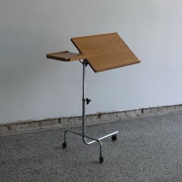 Danish Teak Adjustable Rolling Tray Table by Danecastle 