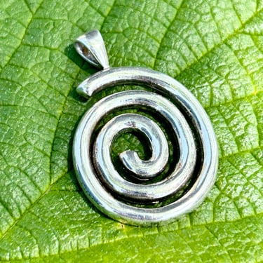 Sterling Silver Spiral Pendant Coil Infinity 925 Jewelry Vintage Retro 90s 1990s 
