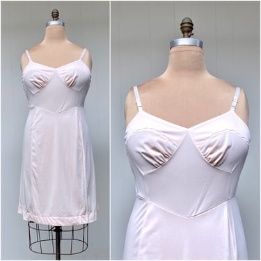 Vintage 1970s Pink Slip by Aristocraft, Nylon Tricot Full Slip, 70s Volup Lingerie, Size XL 42" Bust 