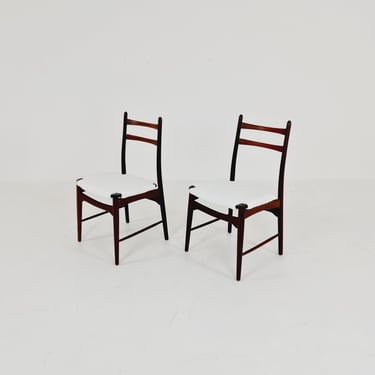 German teak & Teddy Fabric dining chair by Georg Leowald for wilkhan 1960s, set of 2 