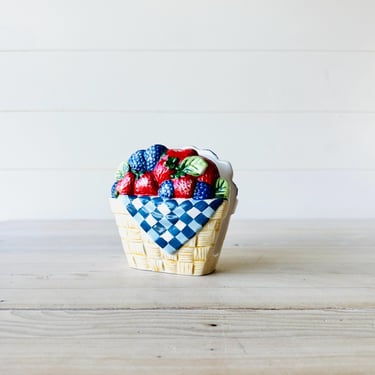 Adorable Strawberry & Blackberry Napkin Holder 4 3/4 Inches Tall 