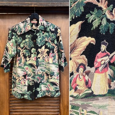 Women’s L/XL Vintage 1940s Silk Hawaiian Shirt with Asian Motif by Sun Bros Co of Yokohama Japan Kleding Dameskleding Tops & T-shirts Blouses 